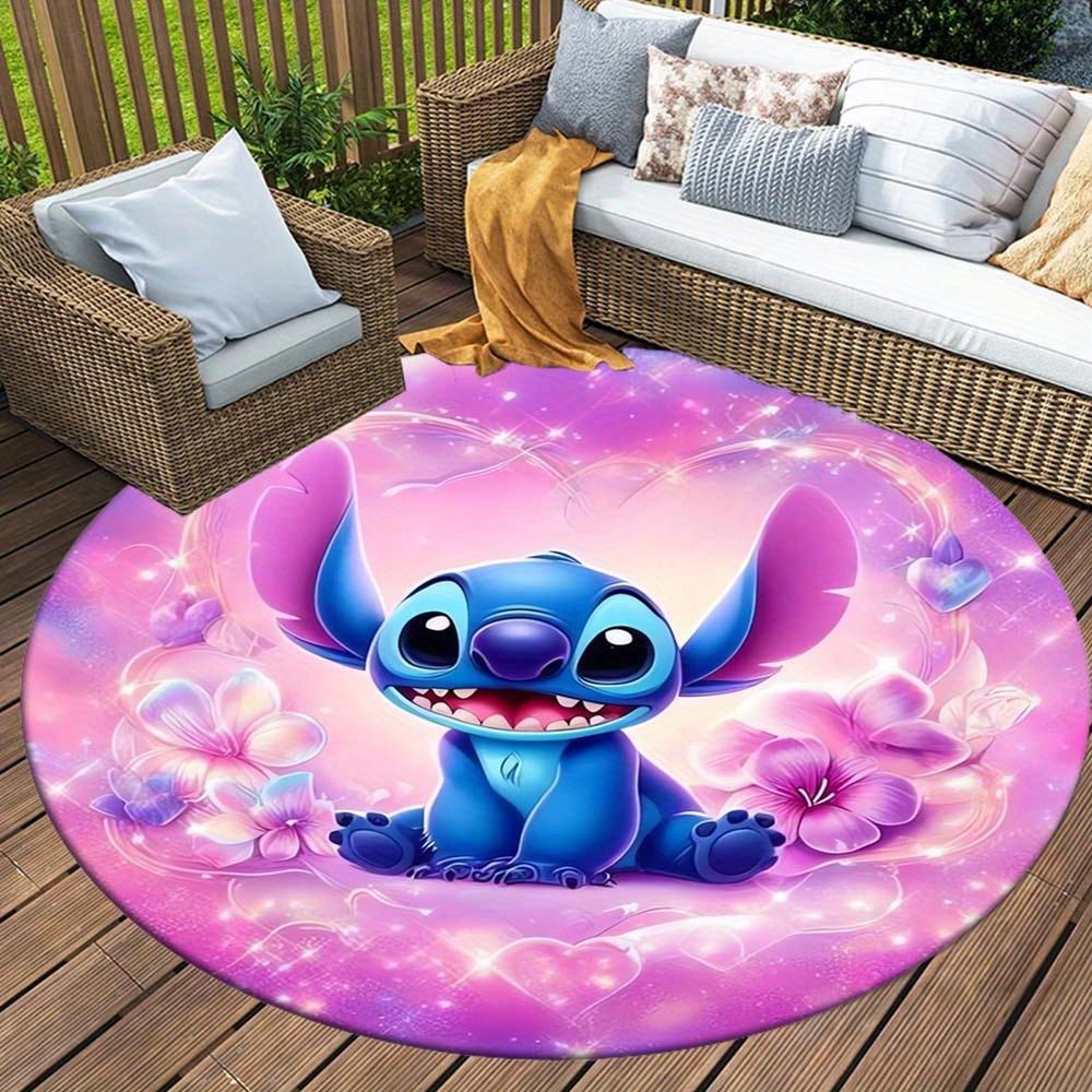 1pc Stitch Round Area Rug , Playroom Bedroom Living Room Indoor Decor Rug , Perfect for Leisure Areas , Bedside , Cloakroom , and Outdoor Sp