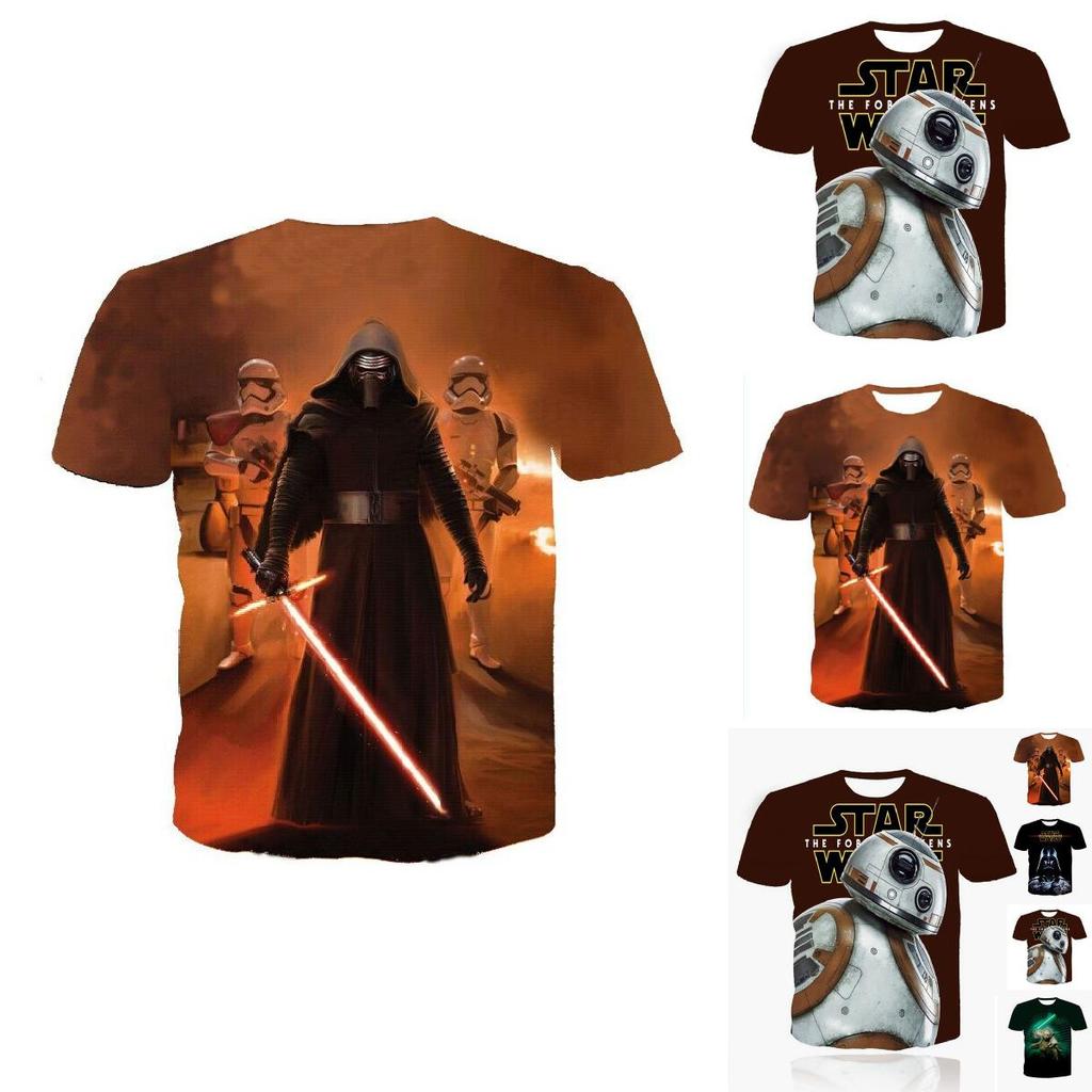 Maglietta da uomo di alta qualità con stampa 3D casual di Star Wars Darth Vader divertente a maniche corte per l'uso quotidiano