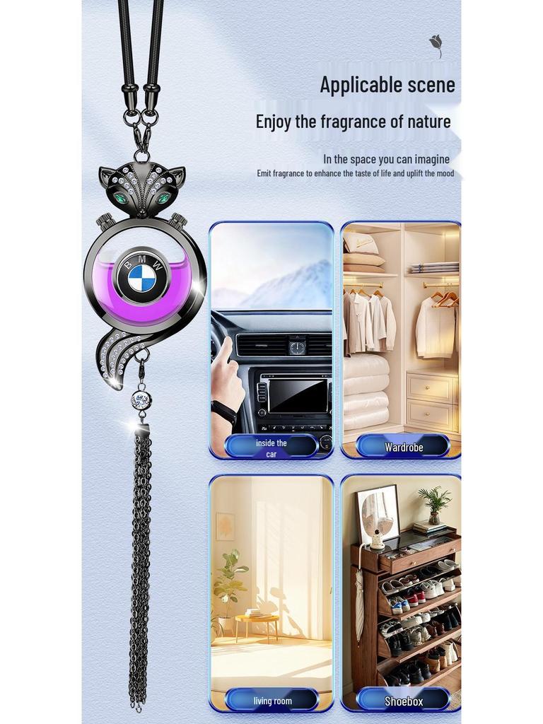 Car Aromatherapy Hanging Ornament for Odor Removal - Rearview Mirror Pendant with Empty Bottle.