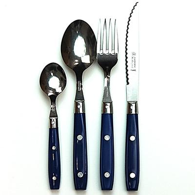 Bistro Cutlery New Life Support Set Filet Collection Made In France NERON MARINE Navy 4 Piece Set Dishwasher Safe Stylish Cutlery Set Imported