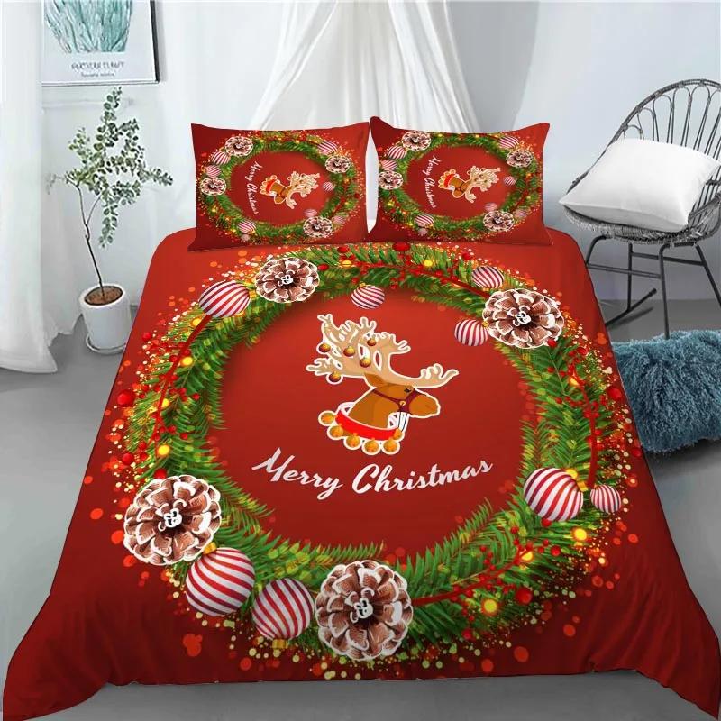 3D Christmas Decoration Duvet Cover Fashion Santa Claus Quilt Cover With Pillowcase Queen King Size For Kids Adult Bedroom Decor