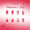 24 PEZZI Unghie Finte Press On in ABS Lucido Lunghezza Media Forma Gocce d'Acqua San Valentino Rosa Cuori con Accenti Dorati Stellati