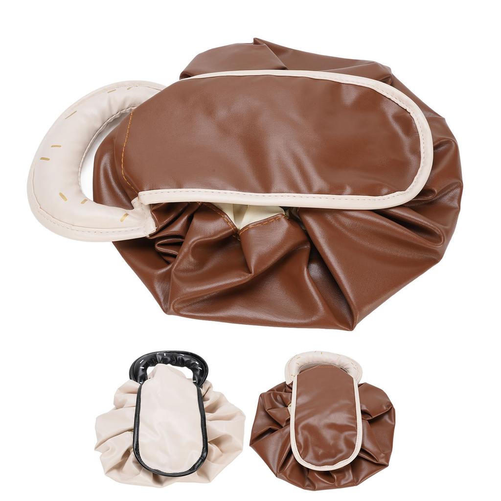 Drawstring Cosmetic Bag Water Proof PU Open Flat Makeup Organizer Toiletry Bag for Travel