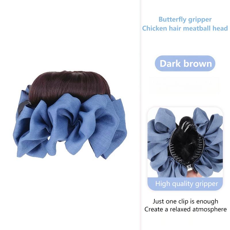 Synthetic Hair Bun Claw Clip With Hair Band Natural Wig Hair Clip Fluffy Brown Black Bun Head Wig Hair Accessories