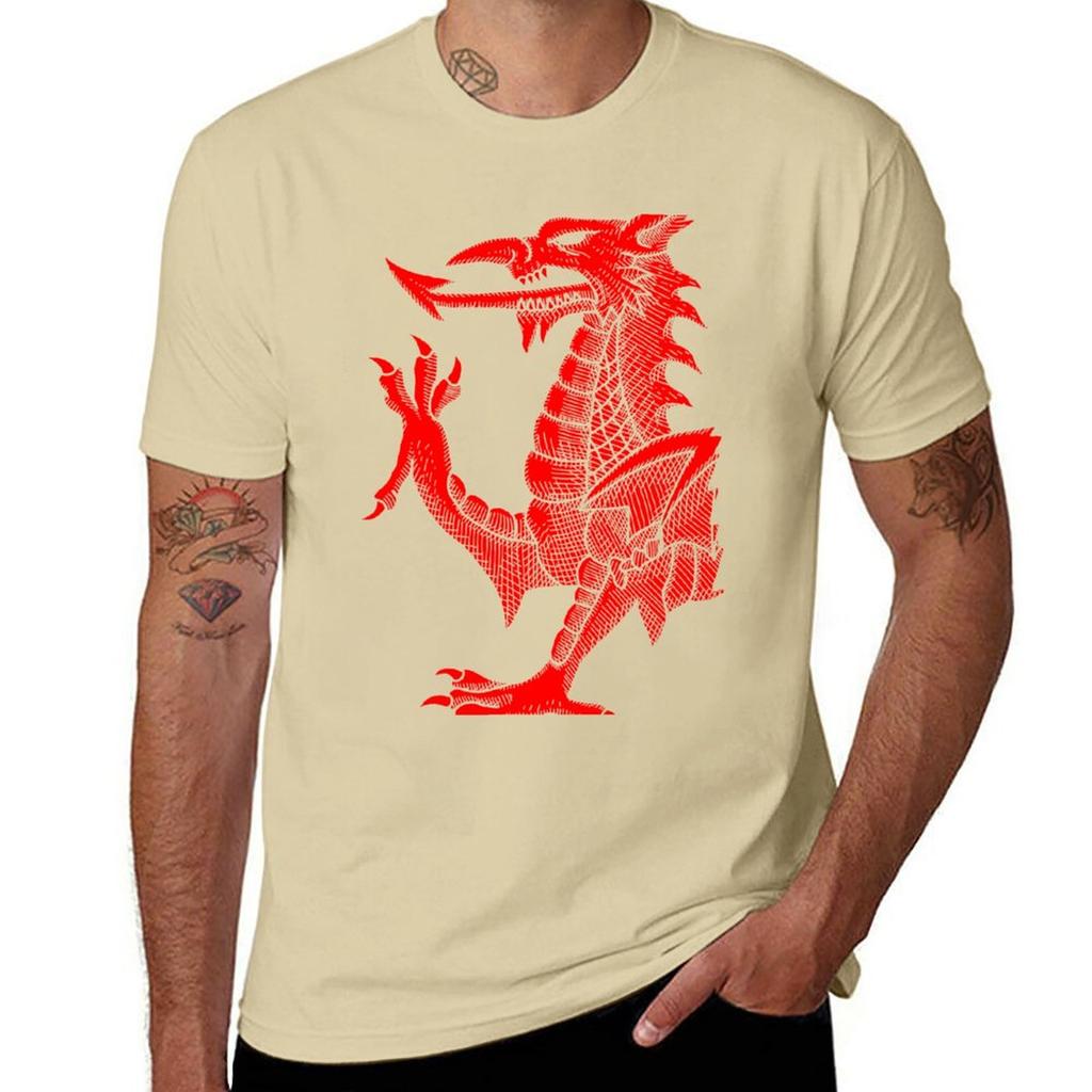 Welsh Dragon  Red Hatching TShirt Aesthetic Clothes Plus Size Tops Summer Top Tops Men Clothings