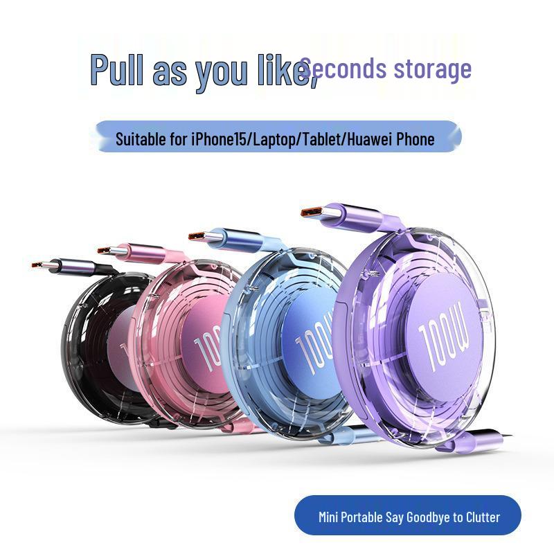 Wysuwany szybki kabel ładujący 100W C-to-C: Rozciągliwy, Wielofunkcyjny i Przenośny do Użytku w Samochodzie