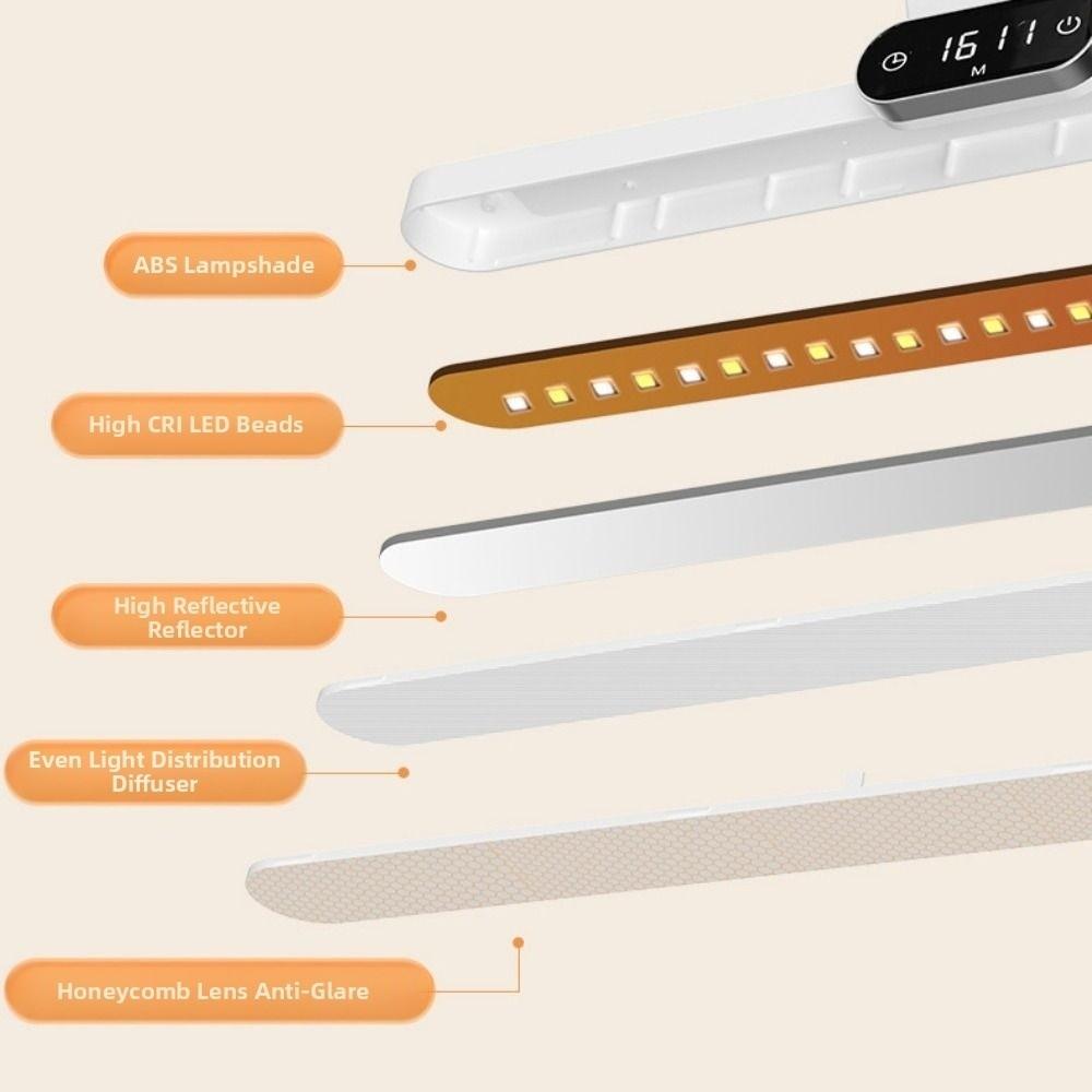 Time Display Reading Table Lamp USB Rechargeable Night Light LED Desk Lamp Bedroom Lighting