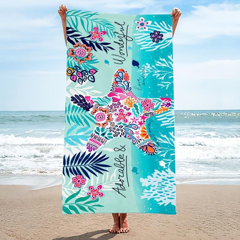 

Vibrant Tropical Starfish Beach Towel Floral & Leaf Print Absorbent Towel for Beach Pool Camping Picnic & Bath with Multiple W30*H60(CM)