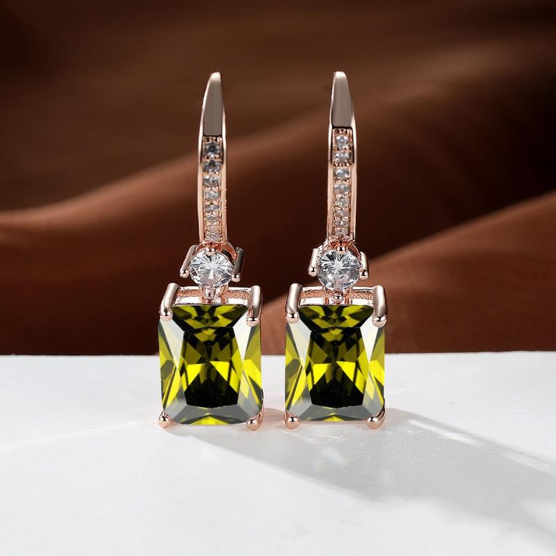 Wish explosive platinum micro-inlaid zircon square diamond quadrilateral stud earrings couple light luxury temperament jewelry