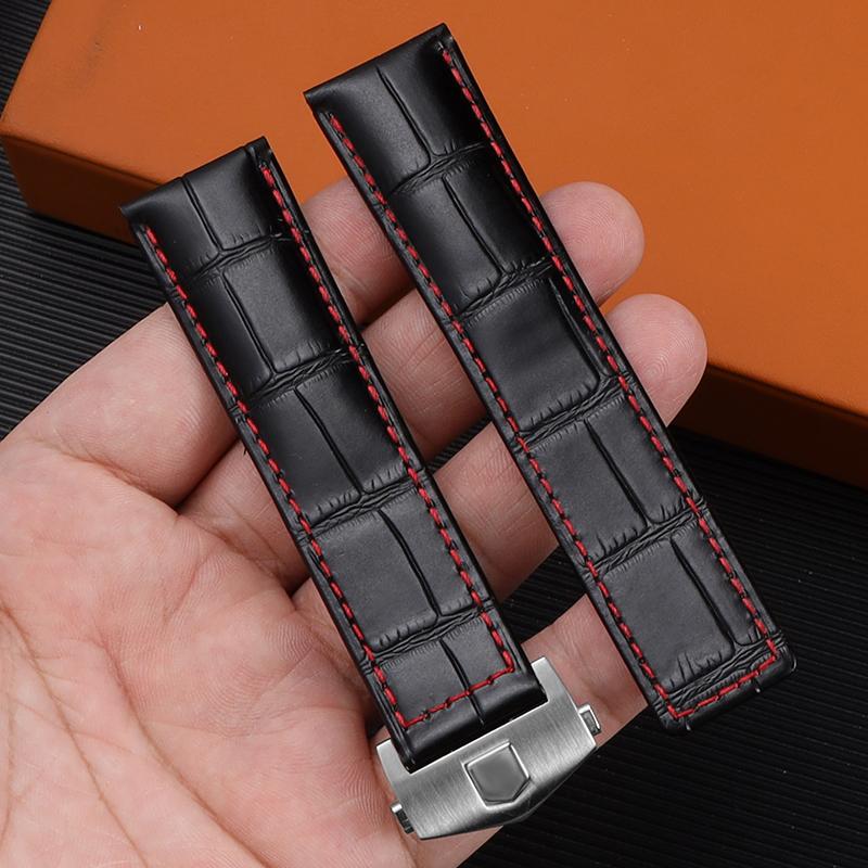 Классический 24 мм 20 мм 22 мм для TAG Heuer Calera кожаный ремешок для часов Синий — фото 17