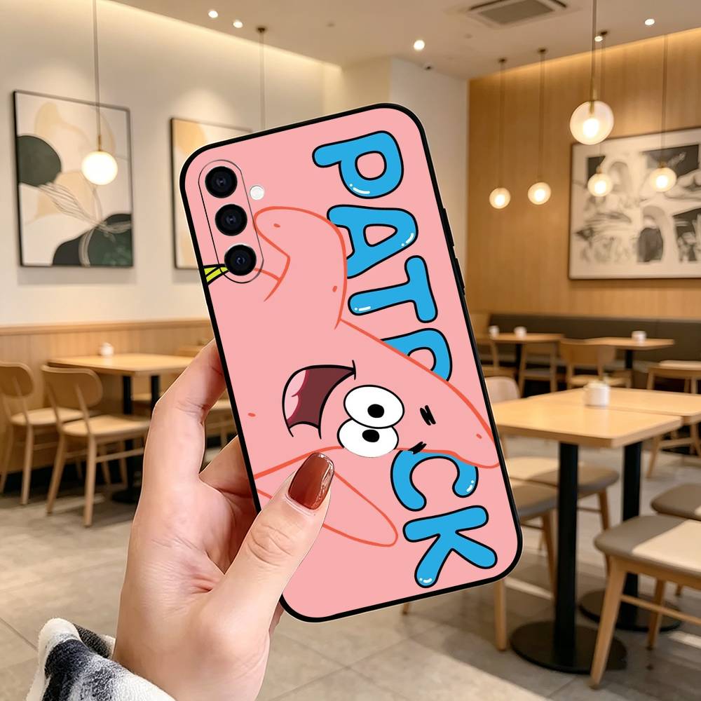 Cartoon Patrick Z-Sponge Funny B-BoB Phone Case Black Silicone Soft For Samsung Galaxy A73,A72,A71,A70,A53,A52,A51
