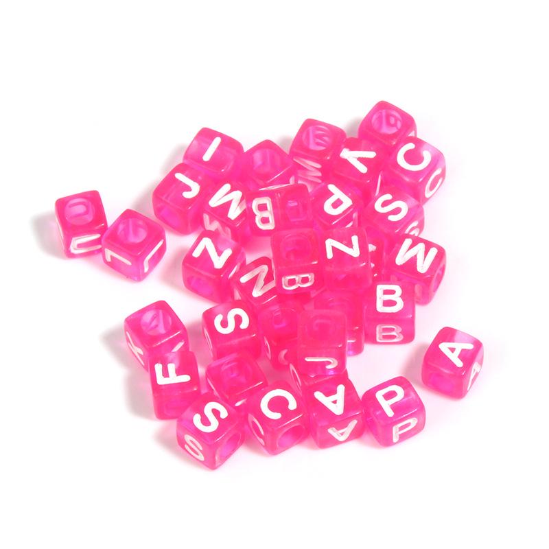 100 Pcs Acrylic Transparent Colored Square Alphabet Charms for DIY Bracelets
