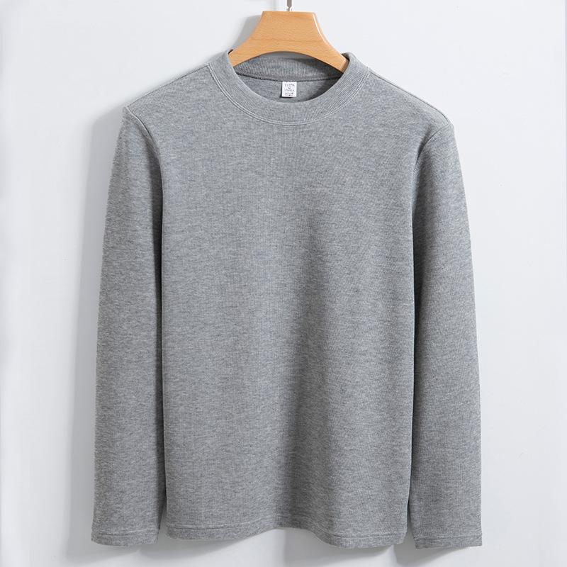Dwustronny bawełniany T-shirt Pranie i Prasowanie bez Prasowania Męska Bluza Męska Wiosna i Jesień Bawełna Xinjiang Koszulka Bazowa Sweter Prany w Pralki Męski