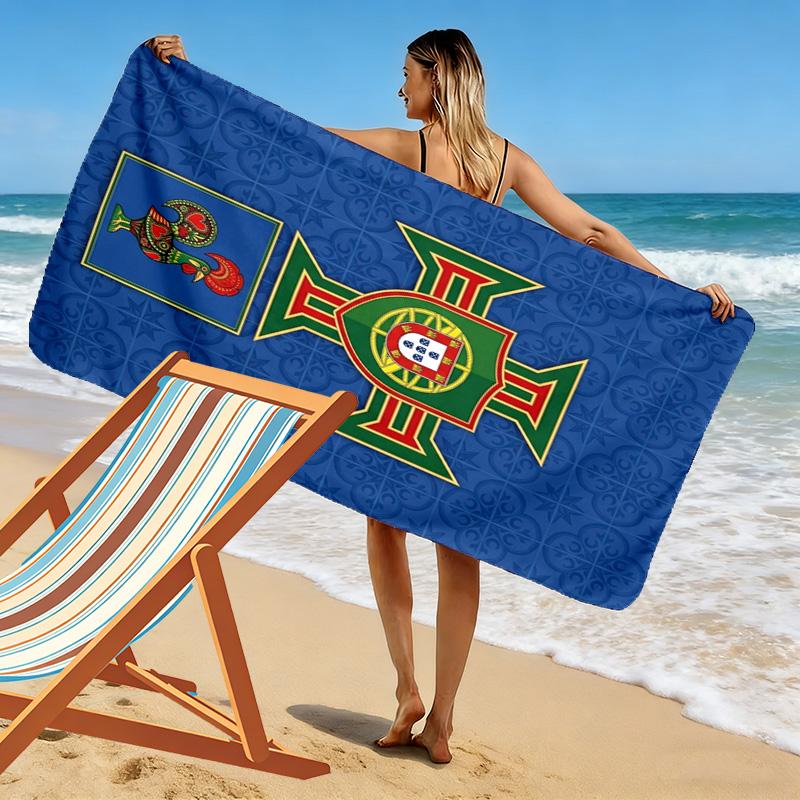 Portuguese Heritage Emblem Beach Towel Soft Beach Outdoor Pool Towel Quick-drying Swim Towel Swim Beach Travel and Vacation Towels Comfort