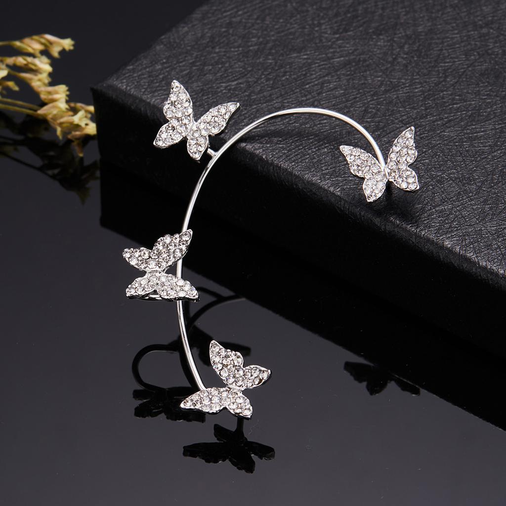 Kpop Shiny Zircon Butterfly Earcuff For Women Without Piercing Earrings 2026 Fashion Ear Clip Earrings Bride Wedding Jewelry