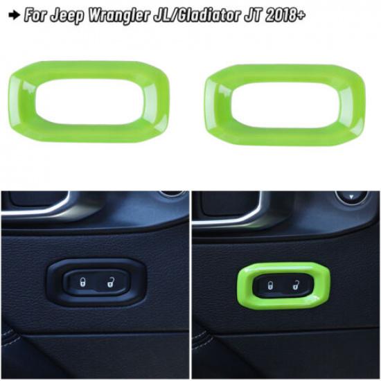 For JL Door Lock Switch Button Trim Cover for Jeep Wrangler JL JLU JT Accessory