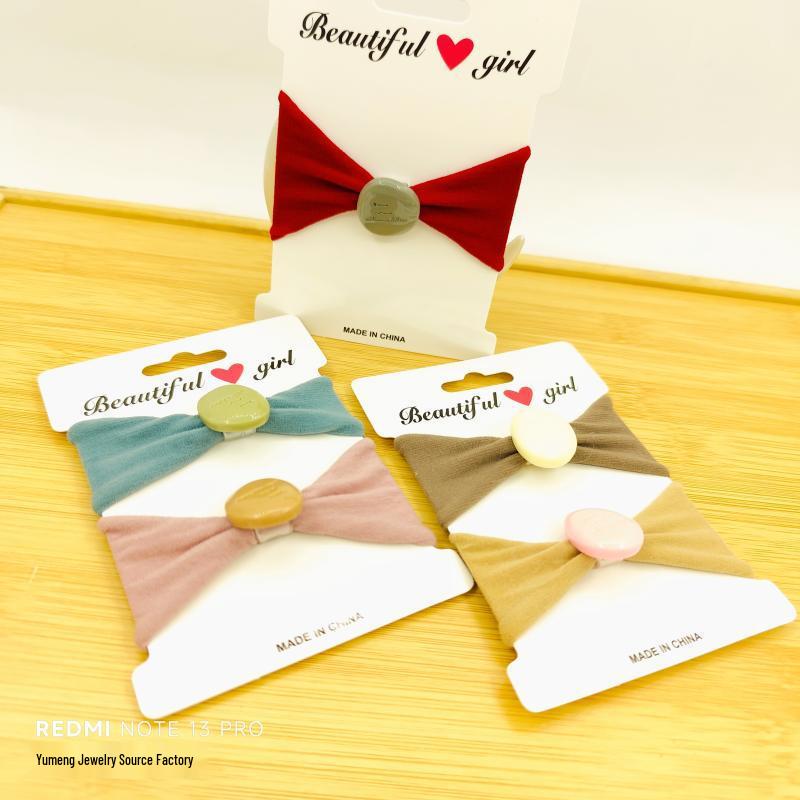 Korean Fabric Bow Hair Tie - Cute, Non-Damaging Elastic Hair Accessories for Women