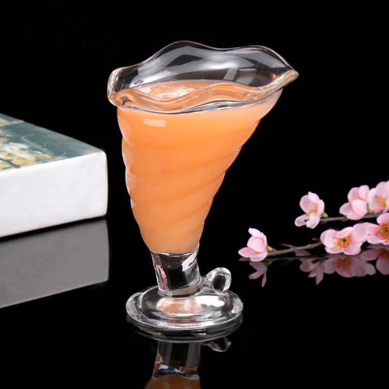 8.9oz 260ml Creative Glass Dessert Cup Transparent Reusable Yogurt Milk Tableware for Party Wedding Supply Ice Cream Juice Cups