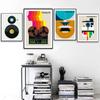 Vintage Music Mix with Poster Painting Cambridge Chicago Wall Living Room Canvas