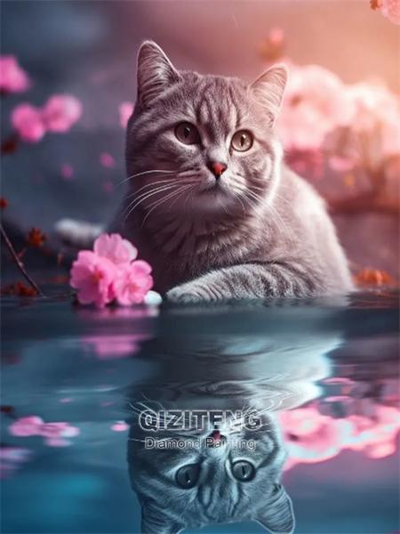 5D Diamond Painting Cat Full Round Mosaic Embroidery Animal Handmade Gift Home Decor