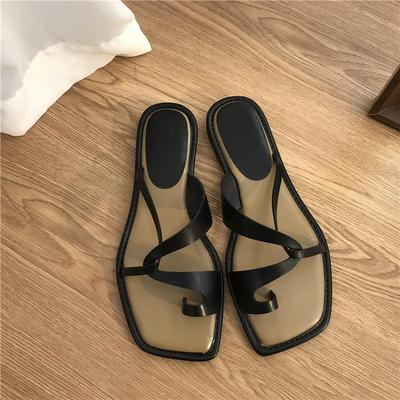 Pantuflas de estilo romano para mujer para uso exterior, versión coreana de verano, sandalias casuales de un pie para vacaciones en la playa