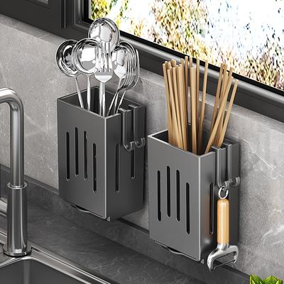 1-teiliger Essstäbchenhalter zur Wandmontage für die Küchenspüle zu Hause. Organizer für Essstäbchen, Löffel und Besteck, kein Bohren von Löchern zum Abtropfen der Essstäbchen erforderlich.