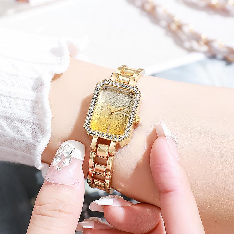 Luxury Ladies Brand Watches Fashion Dresses Square Watch Crystal Women Steel Quartz Wristwatch Clock Montre Femme Dropshipping