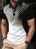 Geometric Dot Print Short-sleeve Polo Shirt, Trendy Casual Wear for Everyday Style.