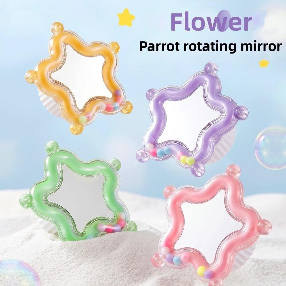 Colorful Beads Star Rotating Parrot Mirror Toy Mirror Parrot Interactive Toy  Bird Supplies