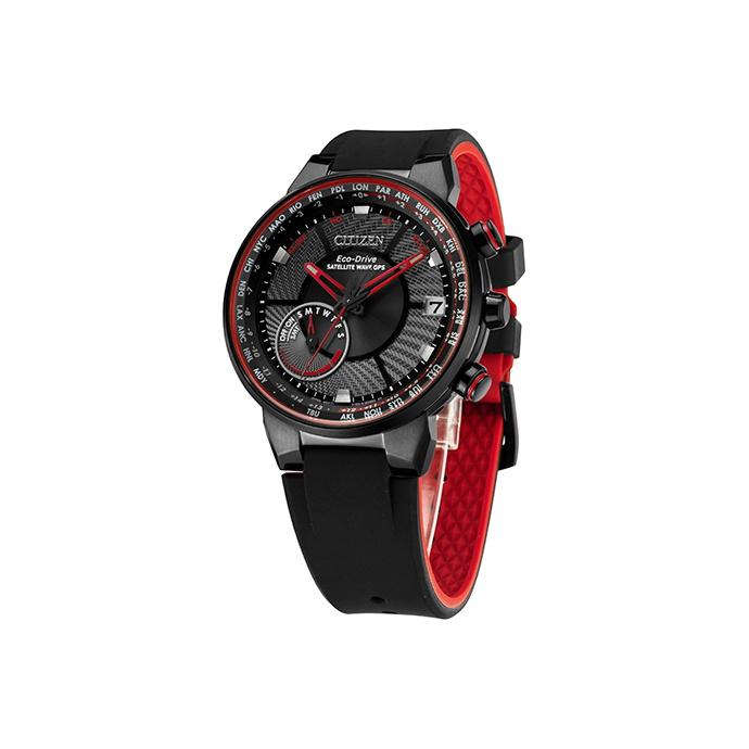 

CITIZEN Light Powered Quartz Movement Leather Strap Watch 44mm Men s Watches Black Dial CC3079-11E Black Red