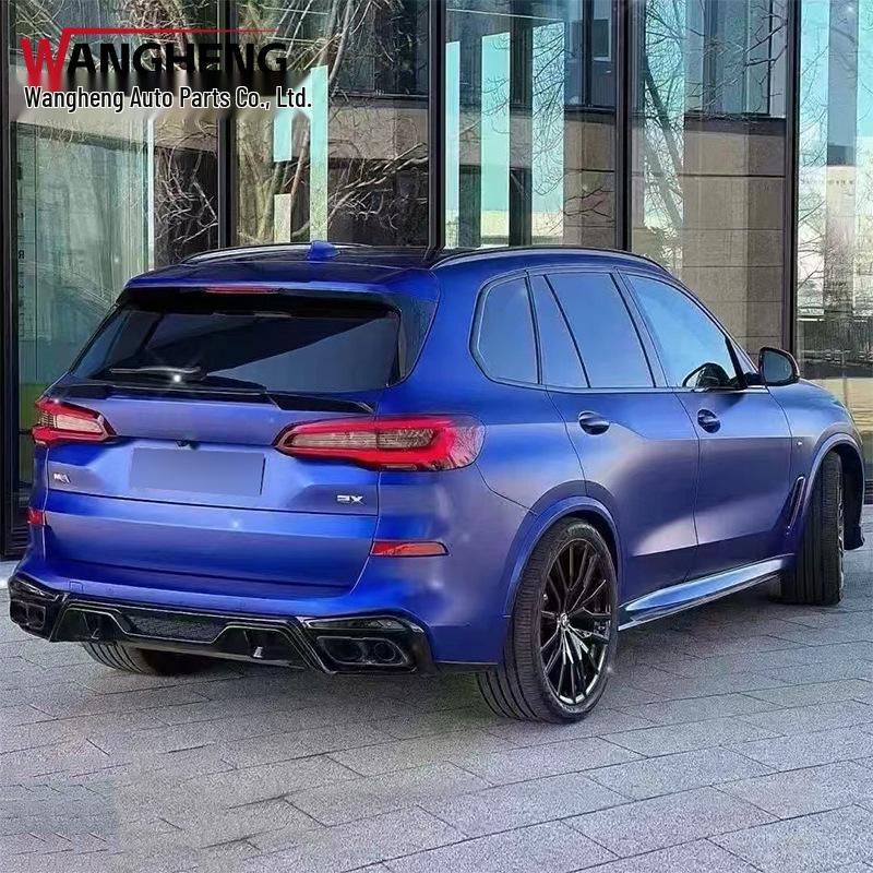 BMW X5 G05 Carbon Fiber Diffuser Kit: Front & Rear with Center Wing, Top Wing, Spoiler, and Rear Wing.