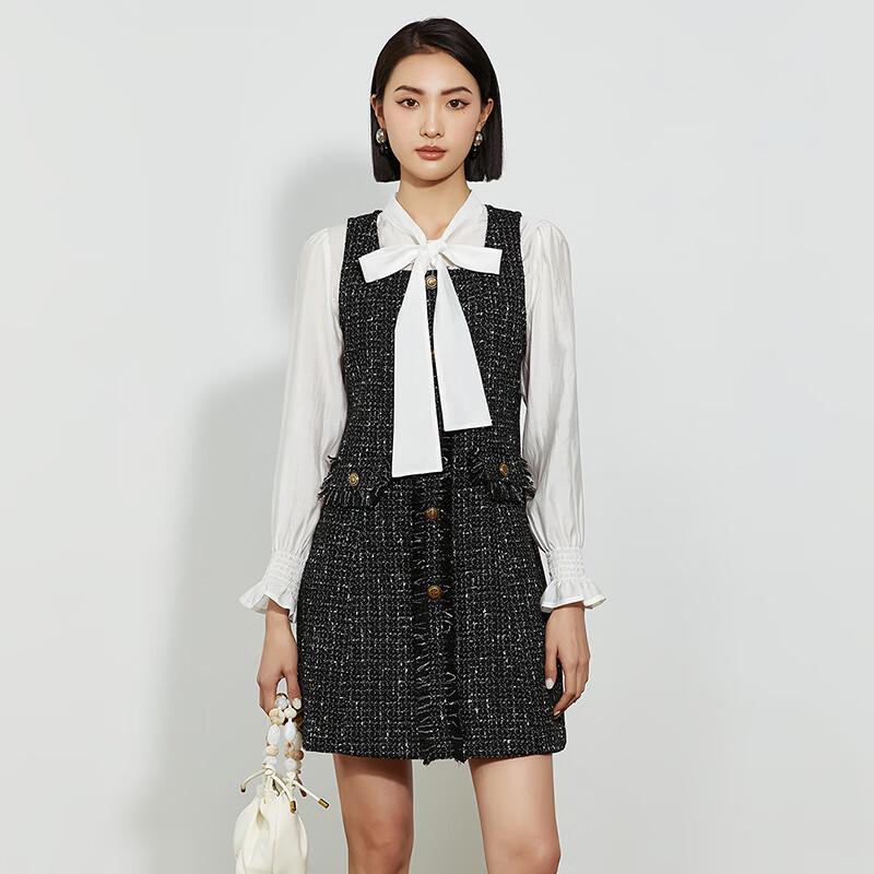 

Women s French Style Two-Piece Look Short Long Sleeve Dress M