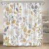 Simple Retro Floral Pattern Shower Curtain, Polyester Fabric, With Hooks, Machine Washable, Suitable For Bathroom Decoration.