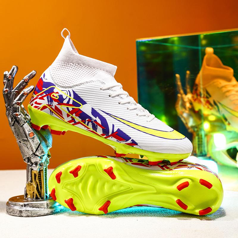 New High-Top Football Shoes Men'S And Women'S Ag Long Nails Tf Broken Nails Artificial Grass Student Competition Training Football Shoes