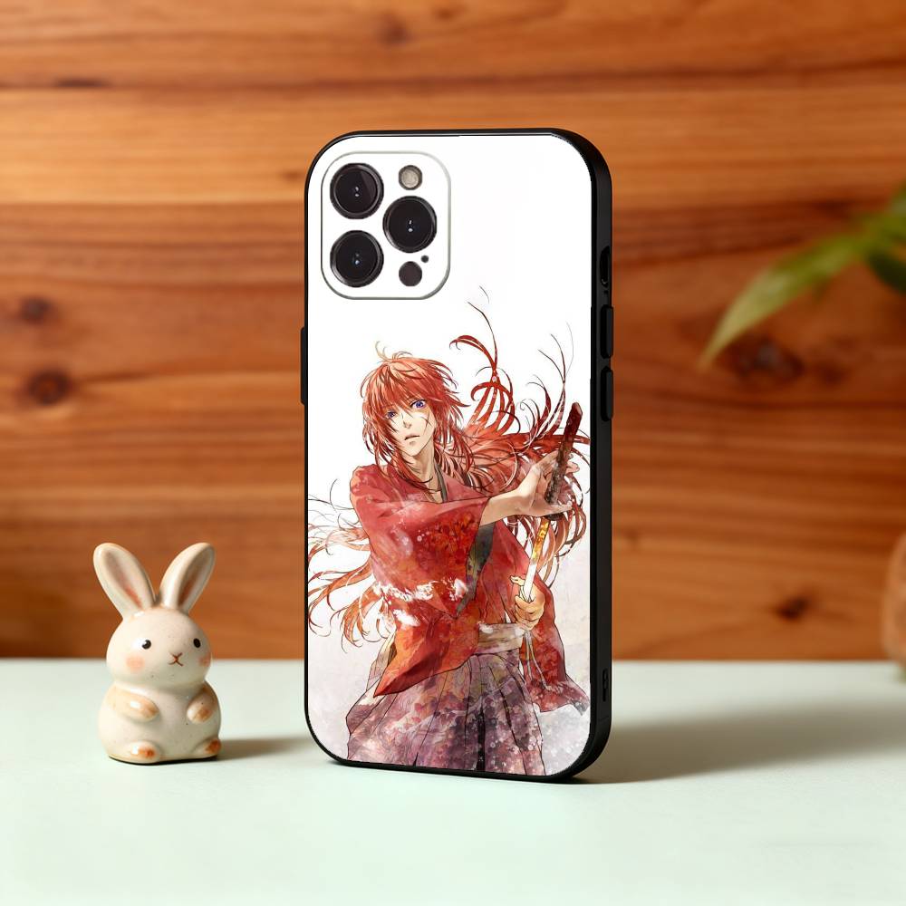 Anime R-Rurouni Kenshin Phone Case For iPhone17,16,15,14,13,12Plus,Pro Max,XS,5G Soft Silicone Black Cover