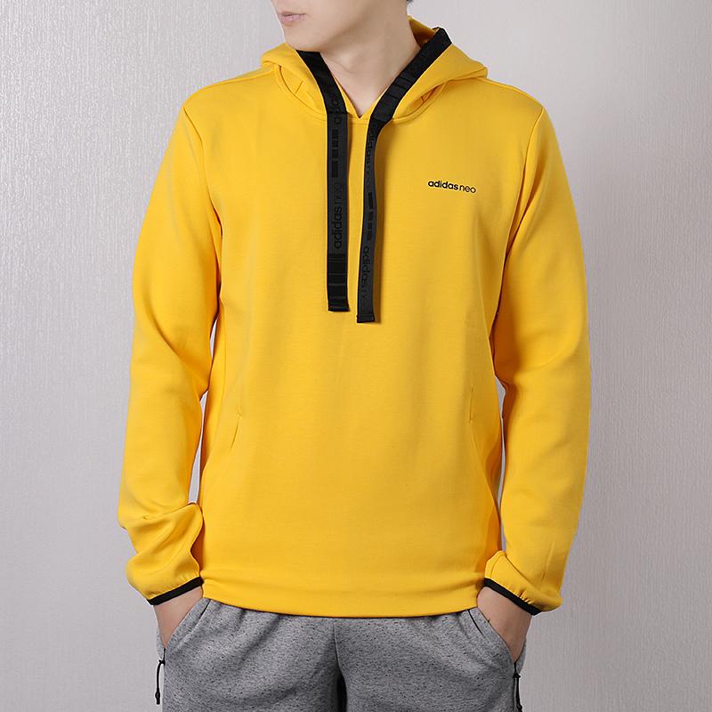 adidas Neo Casual Sport Hoodie Pullover Men Tops Yellow DW8141