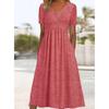 QICED Abiti casual con scollo a V a maniche corte stampa tinta unita primavera estate moda donna