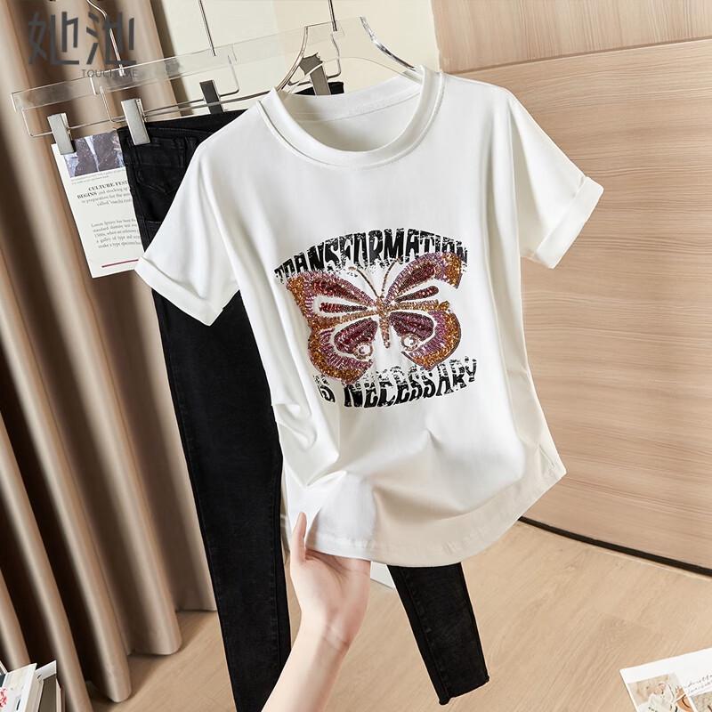 Women s Sequin Butterfly Short Sleeve T-shirt S