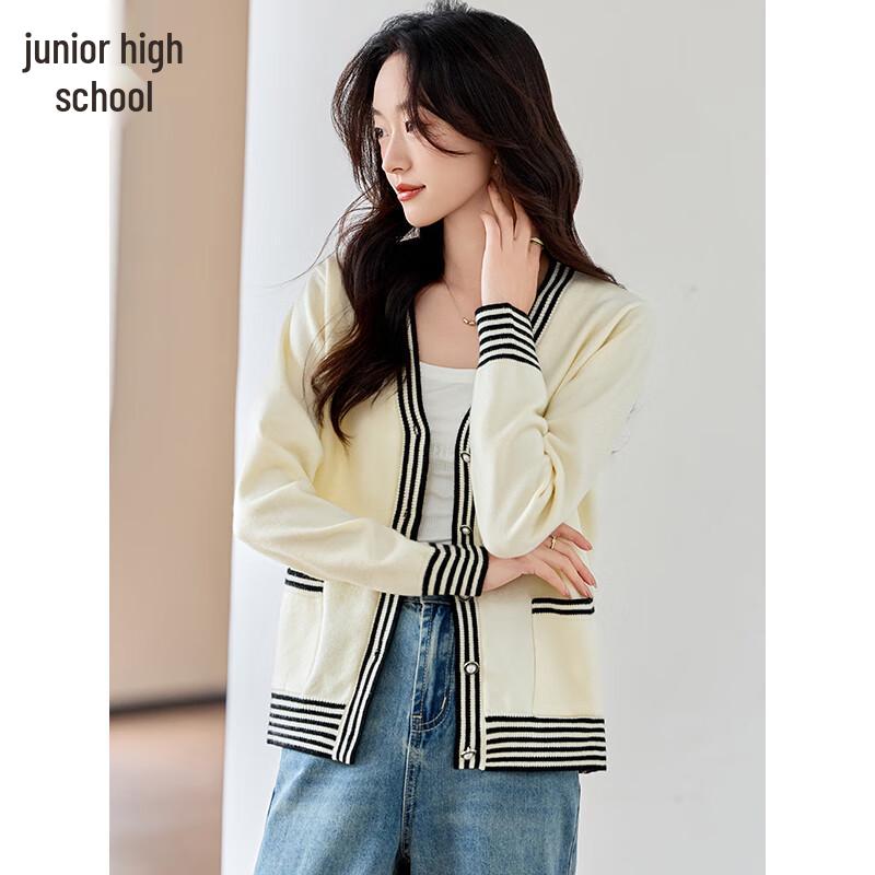 Women's V-Neck Color-Block Knitted Cardigan