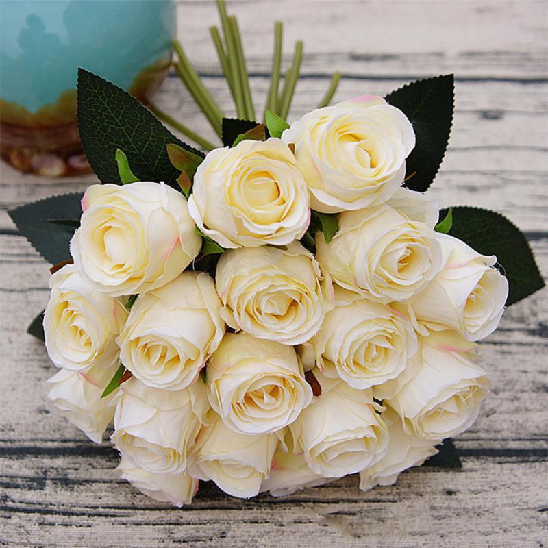 18Pcs Artificial Rose Flowers Bouquet Wedding Decor Photography Props