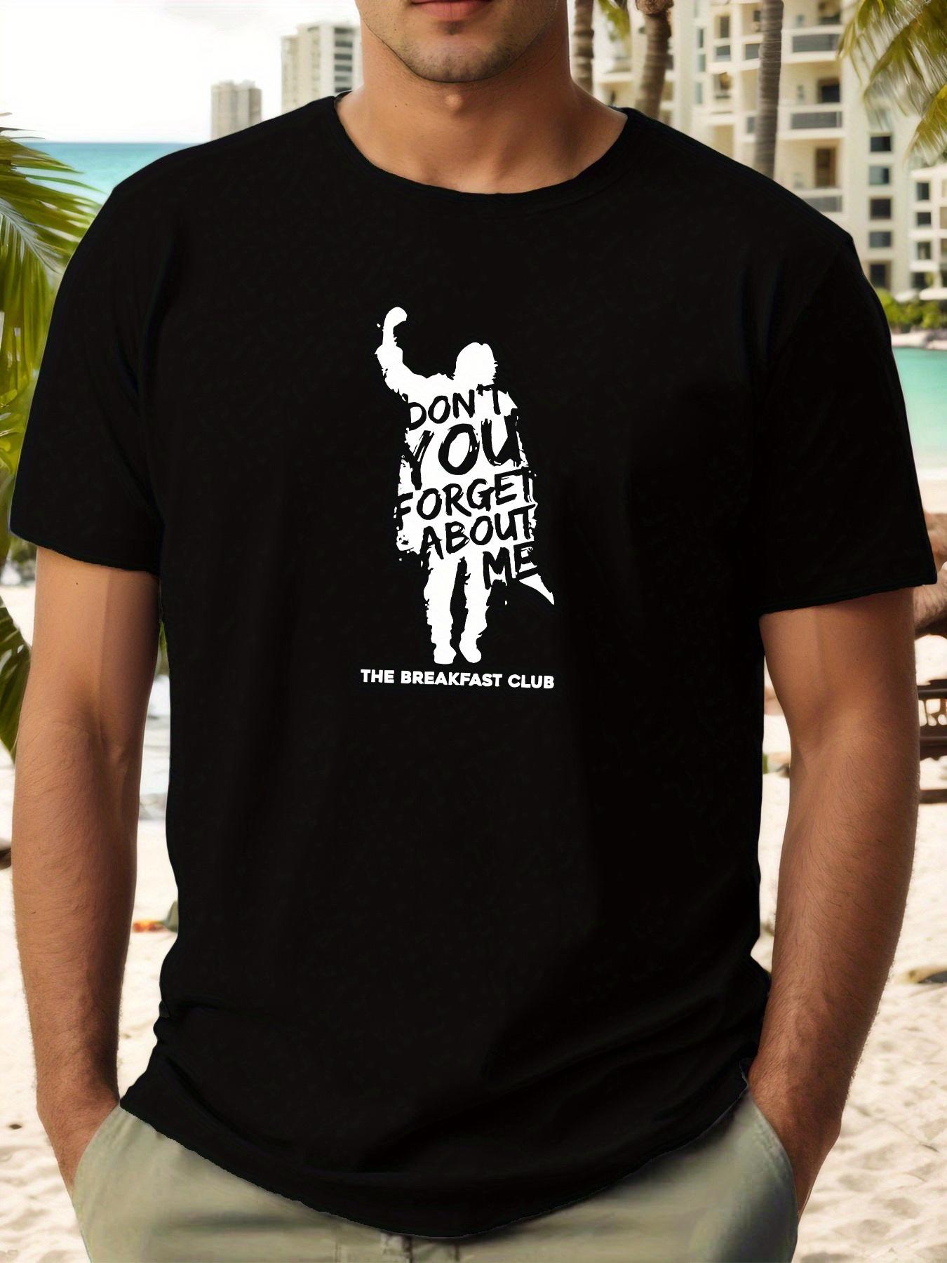 T-shirt - Black with White Don t You Forget About Me Retro Graphic & The Breakfast Club Movie Quote - Lightweight Summer Tee for Adults S