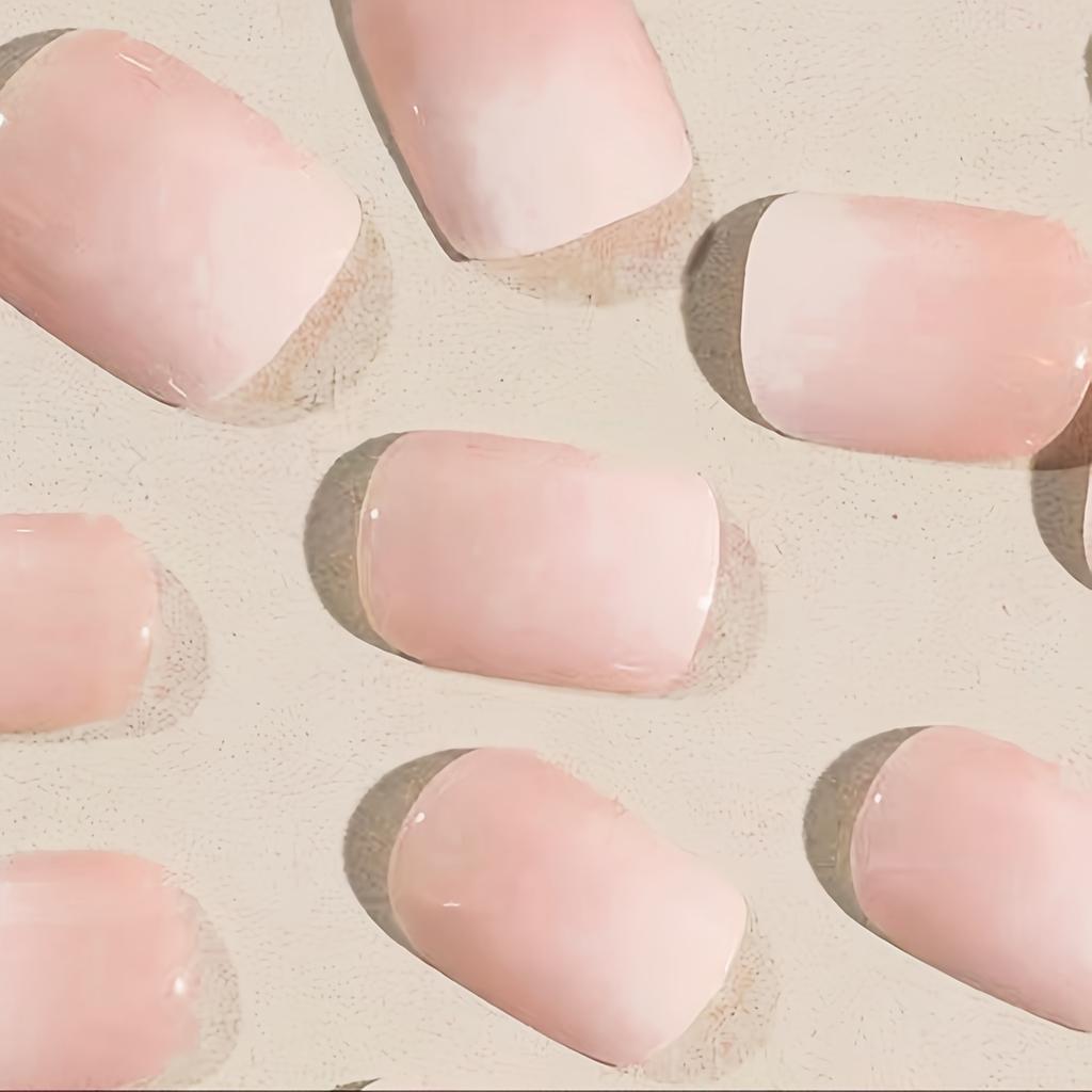 24pcs Elegant Pink Ombre Press-On Nails Set Short Square Glossy Finish Perfect for Fashionable Nail Art Manicure Decor