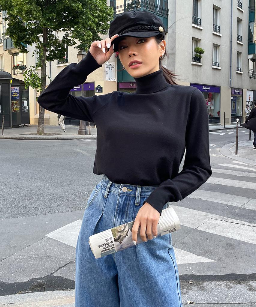 Ppaeppae Long Neck Turtleneck Knit T-Shirt