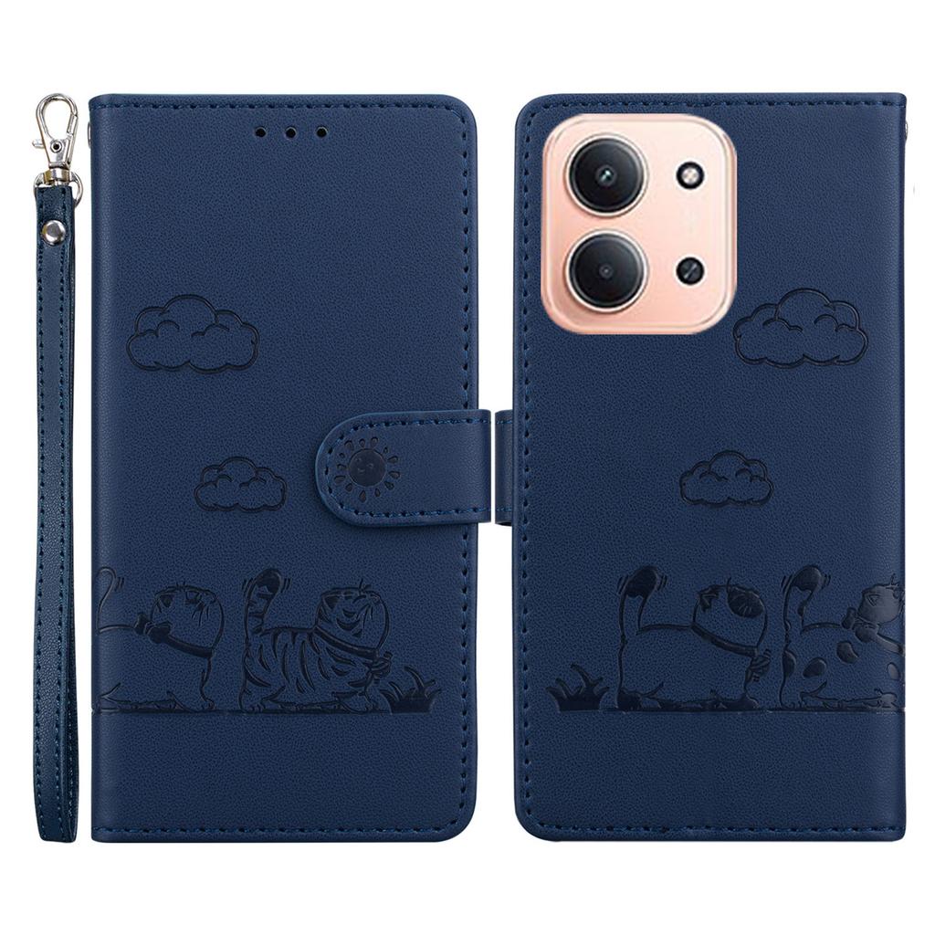 For Xiaomi Redmi 15C 5G (EU) (173mm)/15C 4G (EU) (173mm) Case RFID Blocking Kitten Pattern TPU+PU Leather Phone Cover with Wrist Strap
