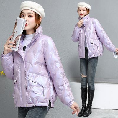 Ropa de invierno corta brillante sin lavado de algodón acolchado para mujer, ropa de algodón acolchado nueva, ligera, fina y cálida, y abrigos de moda.