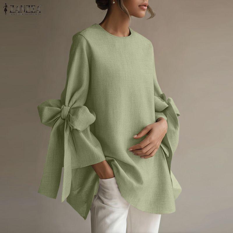 ZANZEA Dámská ležérní halenka s kulatým výstřihem a volným 3/4 rukávem