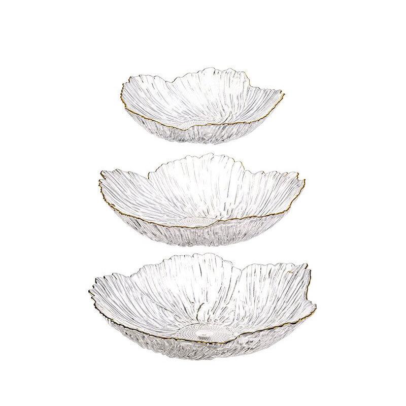 Petal-Shaped Glass Fruit Tray Set