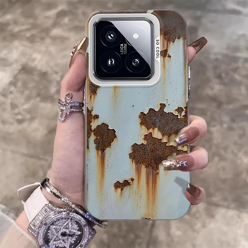 Rust Effect Distressed Cool Phone Case For Xiaomi 17 Pro Max 15 T Pro 14 T Pro 13 Pro 12 Pro Mi 11 Lite 5G IMD Shockproof Cover