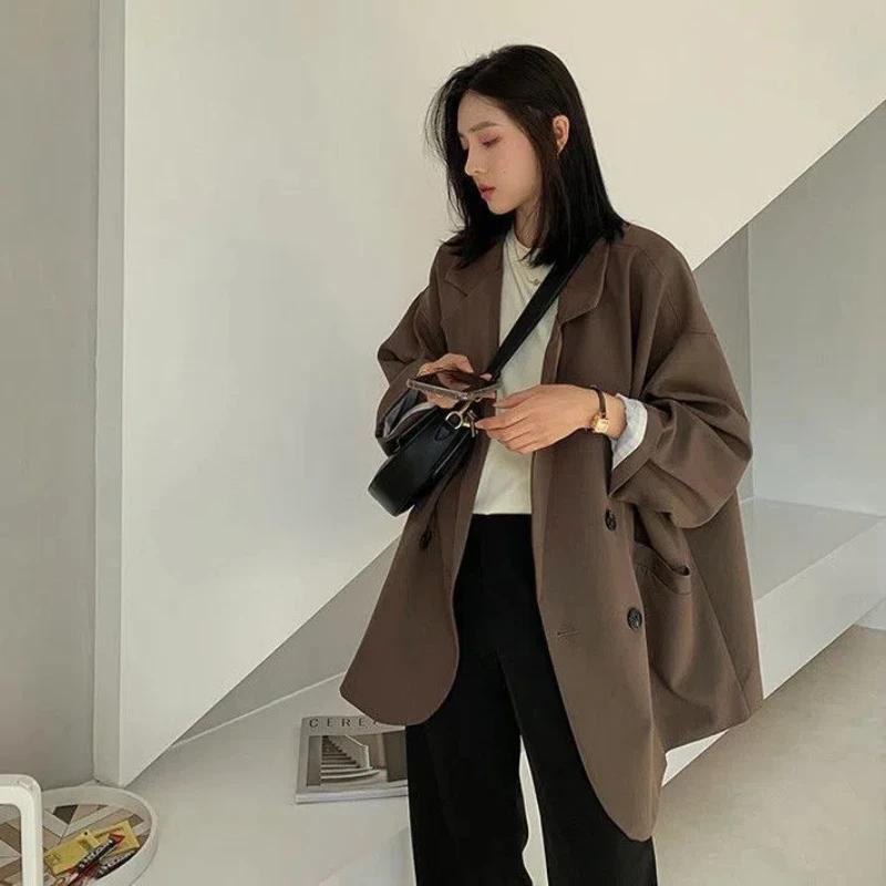 Versatil Loose Fit Slimming Medium Length Suit for Women Small Stature Suit Jacket for Women Korean Version