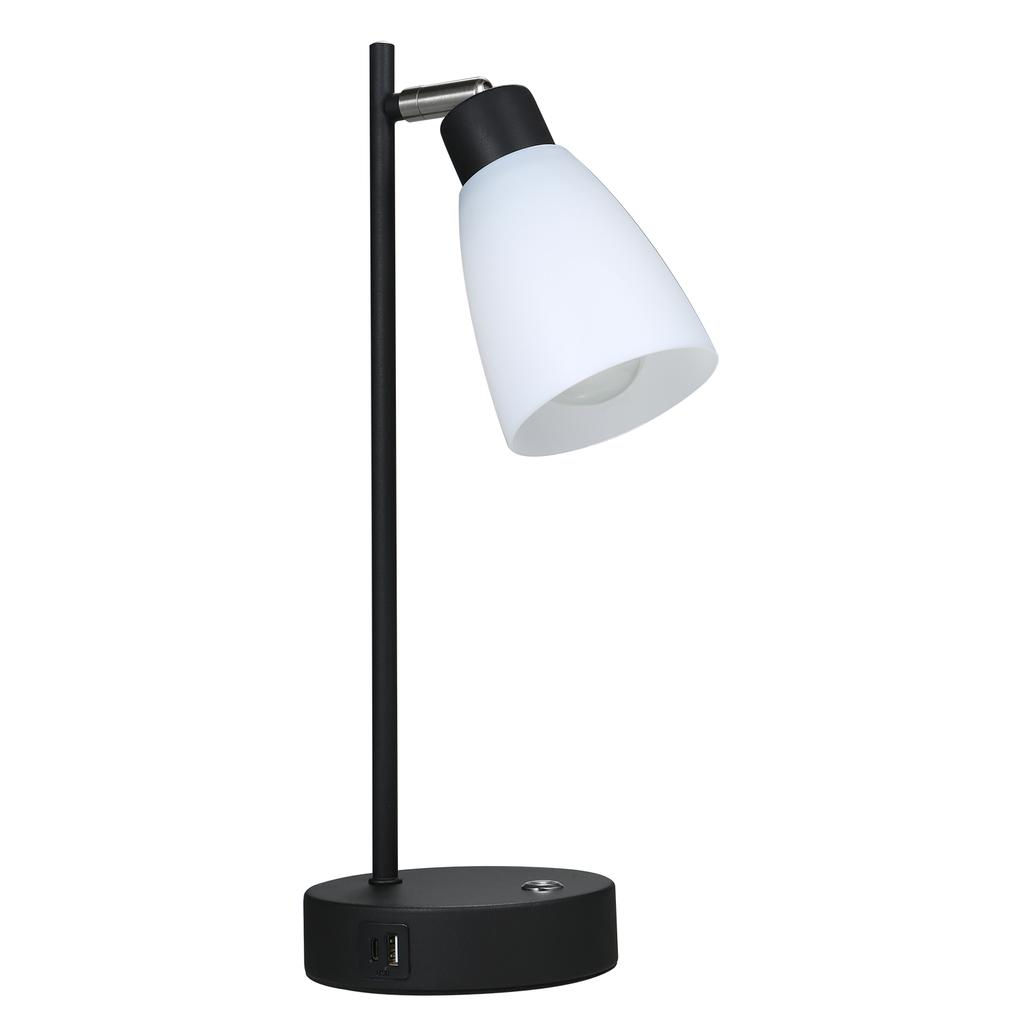 Shineslay Industrial Table Light Beside Lamp 1 Type C & 1 USB Charging Port Stepless Dimmable